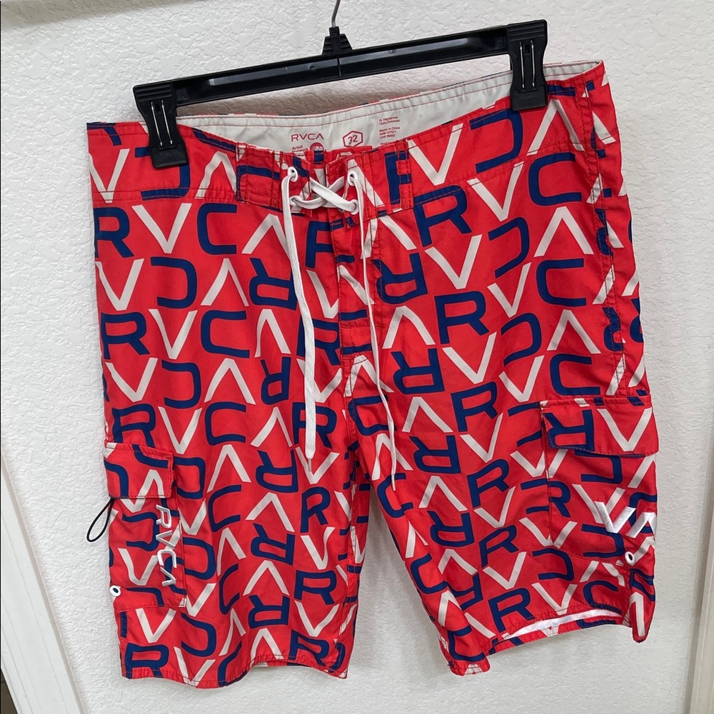 RVCA Bold Red/Orange and Blue Board Shorts